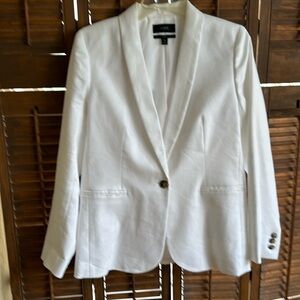 J Crew “Parke” white (67%) linen one button blazer size 8